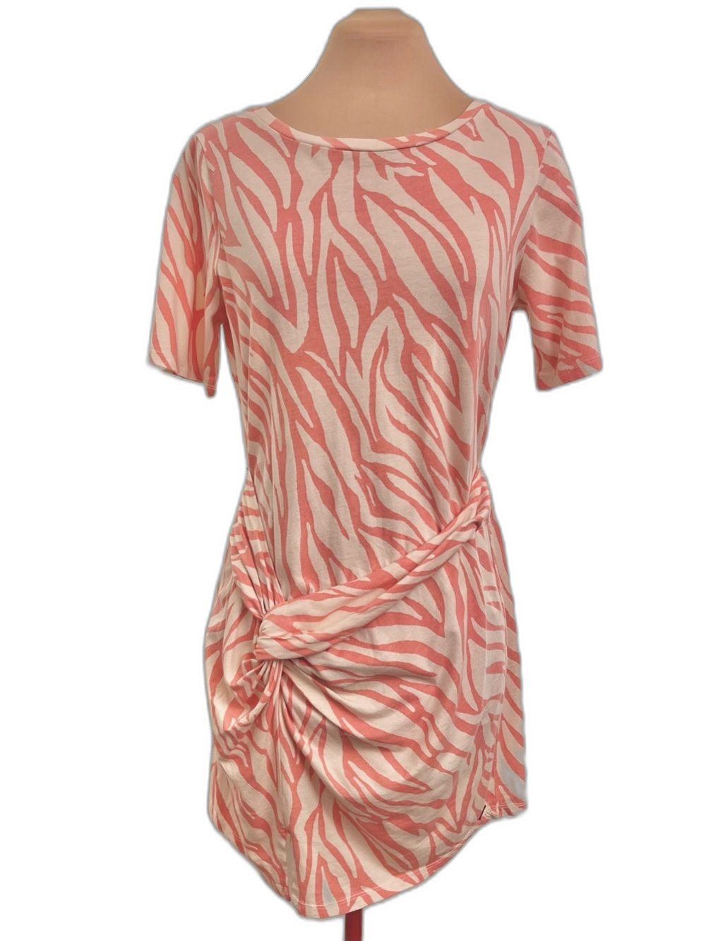 NWT n:PHILANTHROPY Coral Pink Zebra Knot Mini Tshirt Dress Resort Y2K Summer